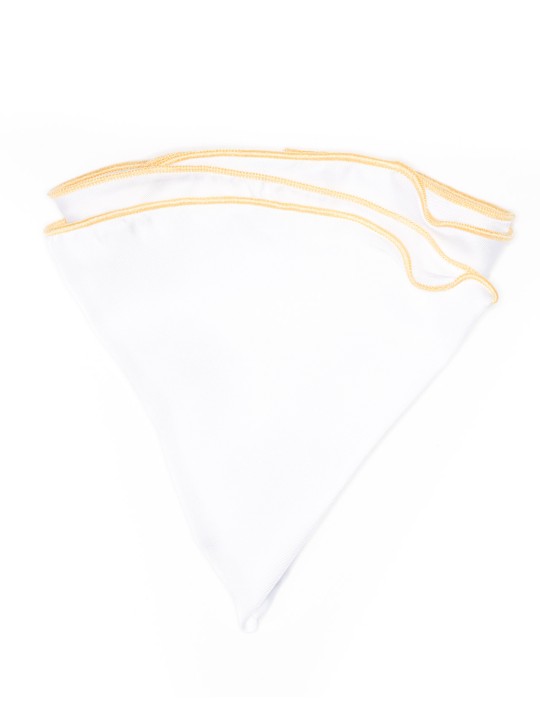 White Silk/ Pale Yellow Trim Silk Pocket Circle